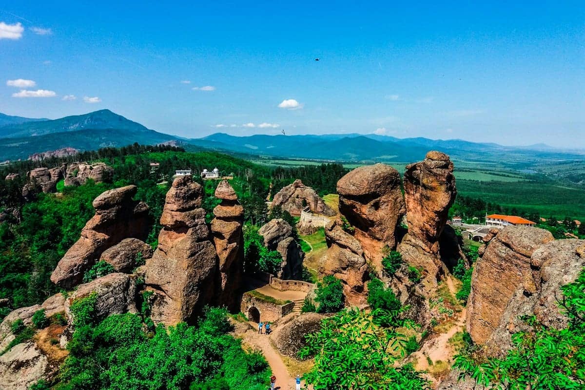 The sandstone pillars of the Belogradchik Rocks in north-western Bulgaria