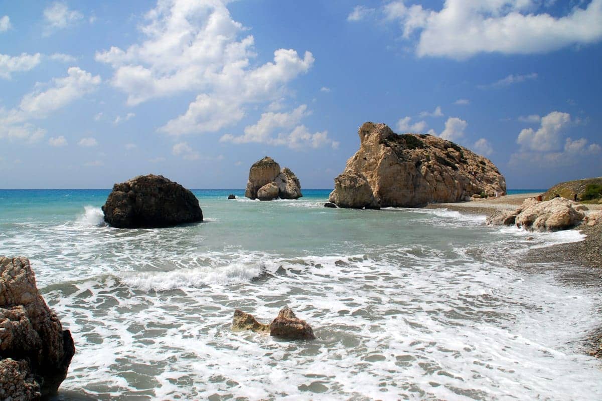 Petra tou Romiou, the sea rocks on the coast between Paphos and Limassol